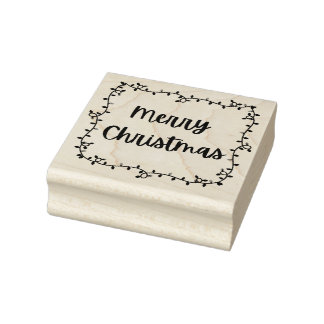 Merry Christmas lights Wood Art Stamp
