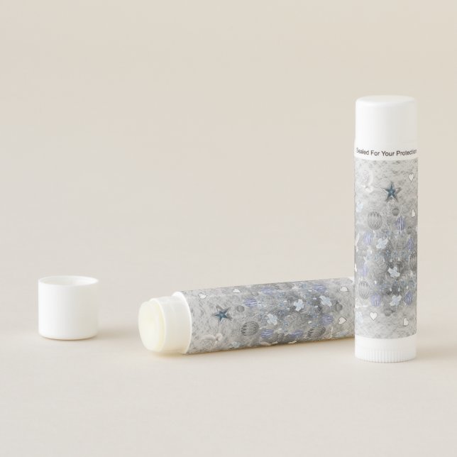 Merry Christmas Lip Balm Blue Silver Tree (In Situ)