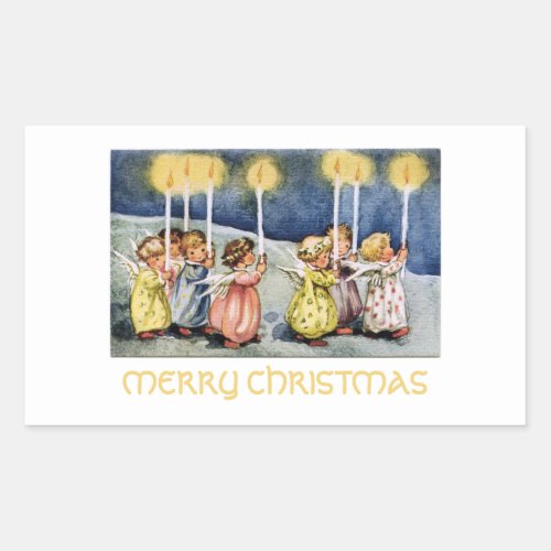 Merry Christmas Little Angels Rectangular Sticker