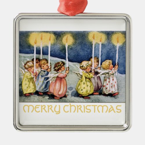 Merry Christmas Little Angels Square Ornament