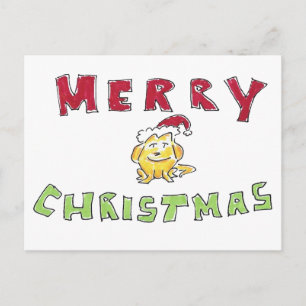 Merry Christmas Little Yellow Lab Puppy Cartoon Holiday Postcard