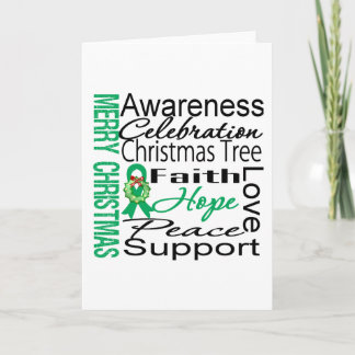 Merry Christmas Liver Cancer Ribbon Collage Holiday Card