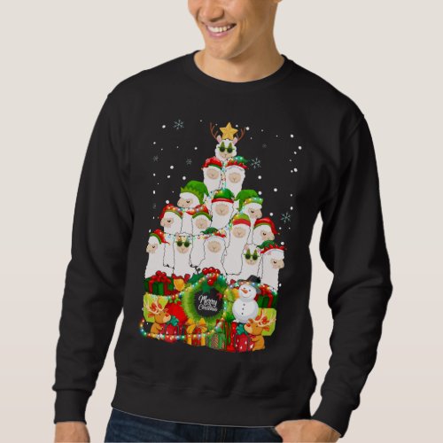 Merry Christmas Llama Alpaca Tree Xmas Llamas Sweatshirt