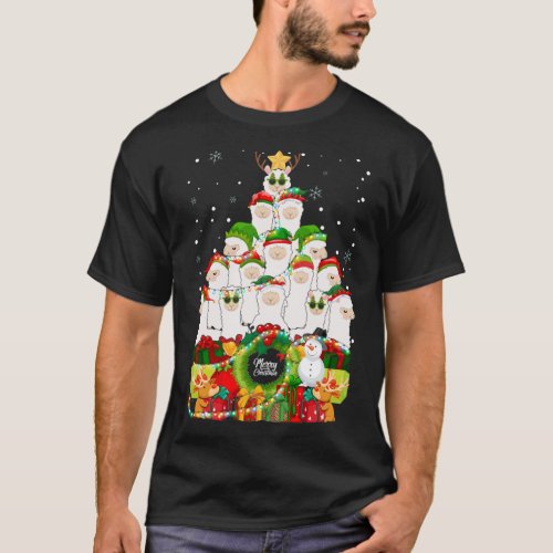 Merry Christmas Llama Alpaca Tree Xmas Llamas T_Shirt