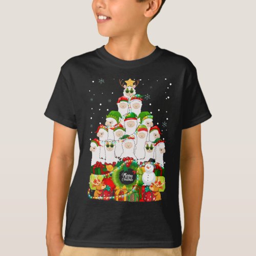 Merry Christmas Llama Alpaca Tree Xmas Llamas T_Shirt