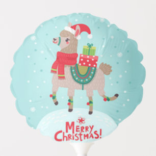 Merry Christmas Llama Balloon