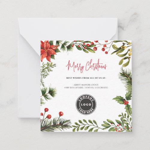 Merry Christmas Logo Business Holiday Greetings Note Card
