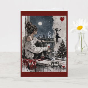 Merry Christmas London Night Skyline Card
