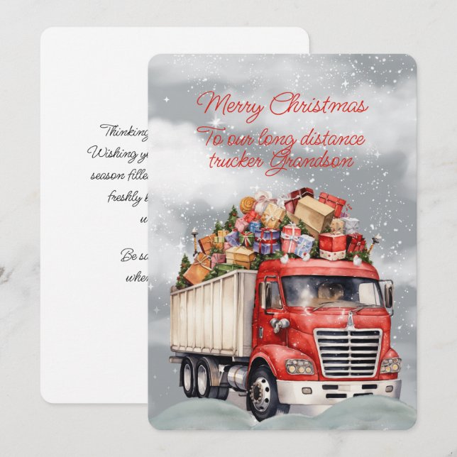 Merry Christmas  Long Distance Trucker Grandson (Front/Back)