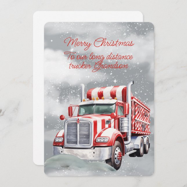 Merry Christmas  Long Distance Trucker Grandson (Front/Back)