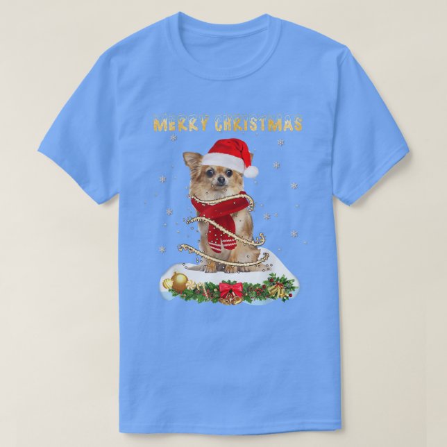 Merry Christmas Love Chihuahua,Chihuahua Wearing A T-Shirt (Design Front)