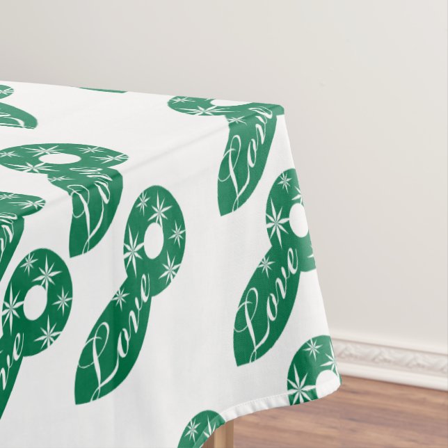 Merry Christmas Love Green White  Tablecloth (In Situ)