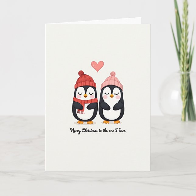 Merry Christmas Love Penguins Card (Front)