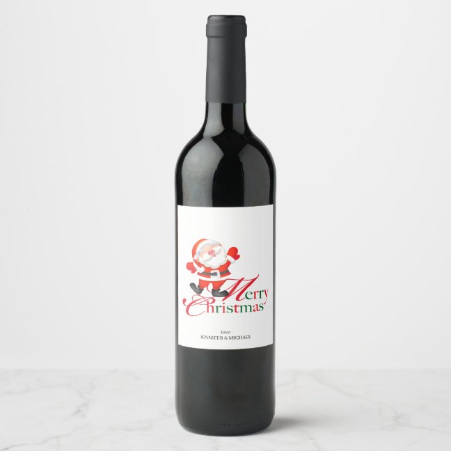 Merry Christmas Love Santa Claus Wine Label