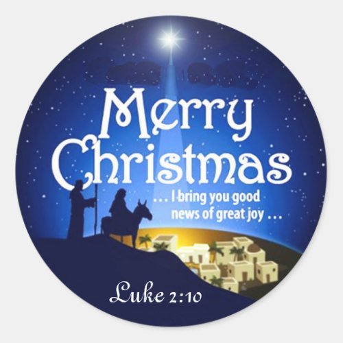 Merry Christmas Luke 210 Great Joy Jesus Sticker
