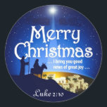 Merry Christmas Luke 2:10 Great Joy Jesus Sticker<br><div class="desc">Merry Christmas Luke 2:10 Great Joy Jesus Sticker - "But the angel said to them,  "Do not be afraid. I bring you good news of great joy that will be for all the people"</div>