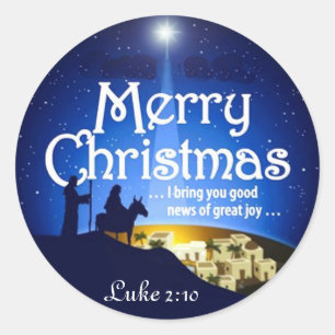 Merry Christmas Luke 2:10 Great Joy Jesus Sticker