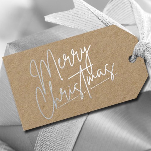 Merry Christmas Luxe Silver Foil Gift Tags