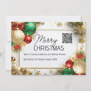 Merry Christmas luxurious white gold QR business Holiday Card