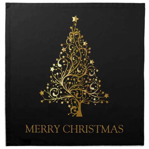 Merry Christmas Luxury Gold Tree Festive Holidays Cloth Napkin