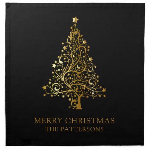 Merry Christmas Luxury Gold Tree Festive Holidays Cloth Napkin