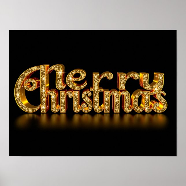 Merry Christmas Luxury Typography Poster Paper H49 (Front)