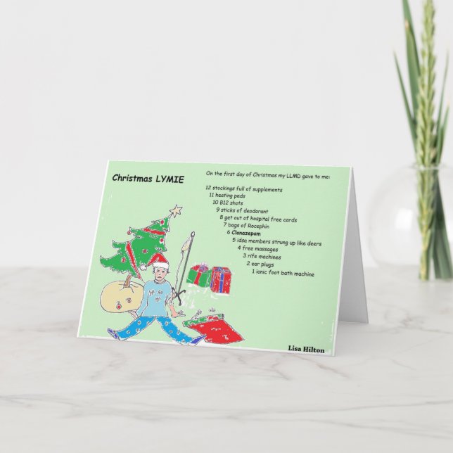 Merry Christmas Lyme Disease Humor Holiday Card (Front)