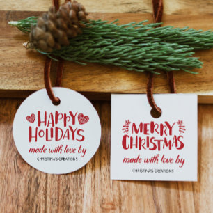 Merry Christmas Made with Love Classic Round Tag