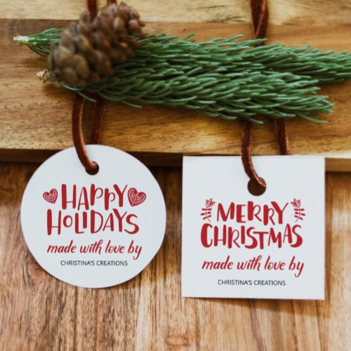 Merry Christmas Made with Love Classic Round Tag