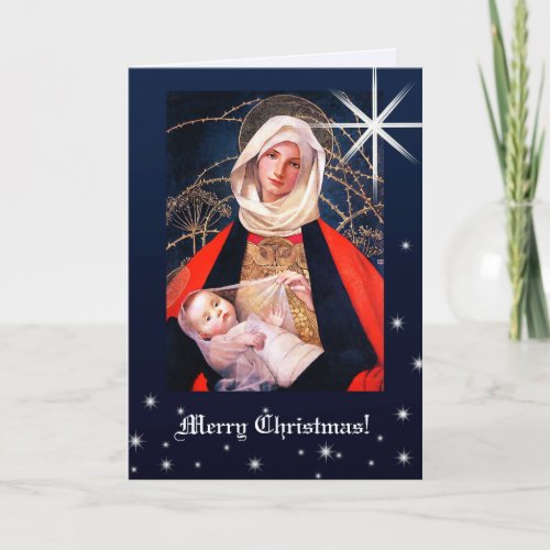 Merry Christmas Madonna and Child Christmas  Holiday Card