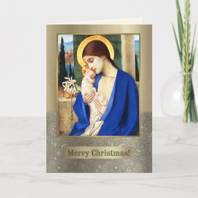 Merry Christmas. Madonna and Child Fine Art Holiday Card (Front)