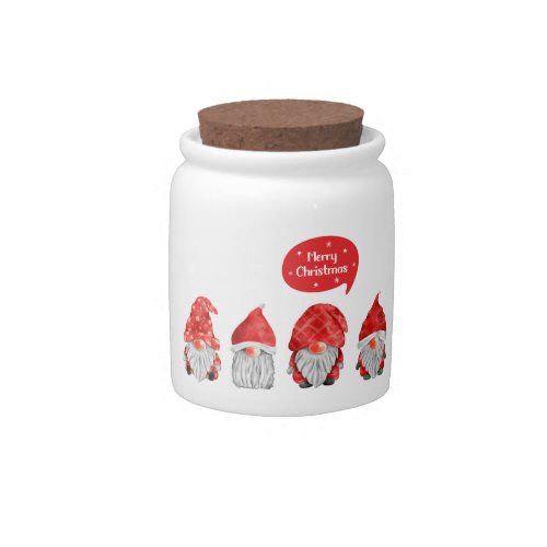Merry Christmas Magic Watercolor Gnome Santas Candy Jar
