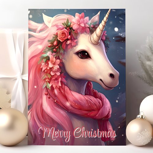 Merry Christmas Magical Unicorn Holiday Card