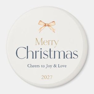 Merry Christmas Magnet with Gold Bow
