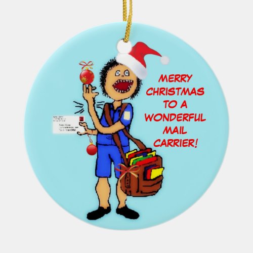 Merry Christmas Mail Carrier Ceramic Ornament