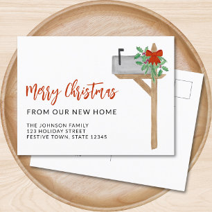 Merry Christmas Mailbox Moving Announcement Postcard