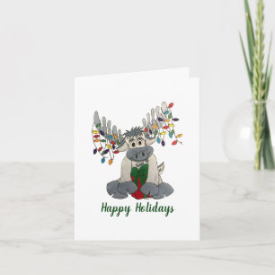Merry Christmas Maine Moose Holiday Lights Card