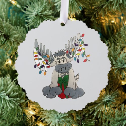 Merry Christmas Maine Moose Holiday Lights Ornament Card