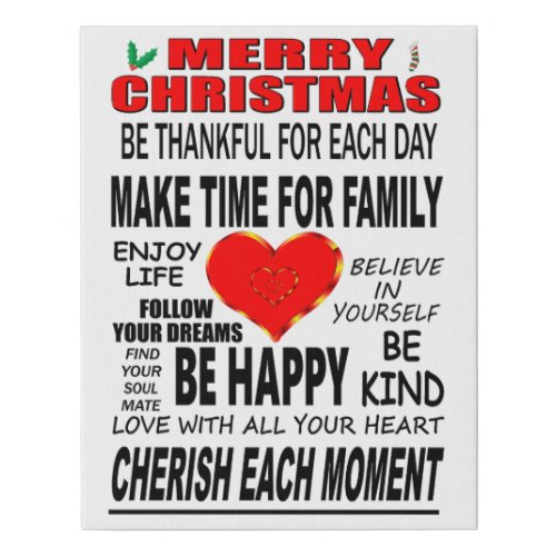 Merry Christmas Make Time For Family Faux Canvas Print