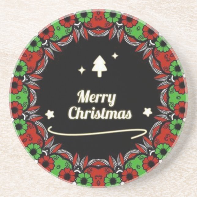 Merry Christmas mandala designs Coaster (Front)