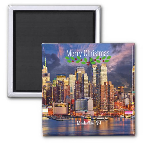 Merry Christmas Manhattan NY Magnet