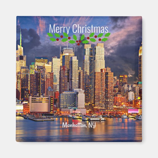 Merry Christmas, Manhattan, NY Magnet (Front)
