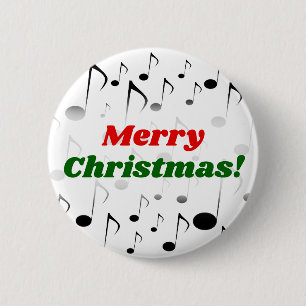 "Merry Christmas!" + Many Musical Notes Pattern Button
