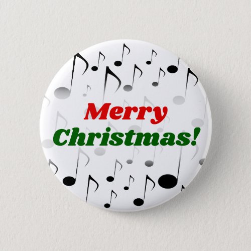 Merry Christmas  Many Musical Notes Pattern Button