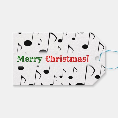 Merry Christmas Many Musical Notes Pattern Gift Tags
