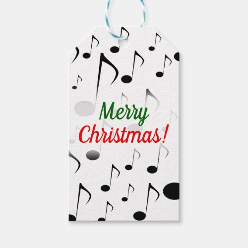 Merry Christmas  Many Musical Notes Pattern Gift Tags
