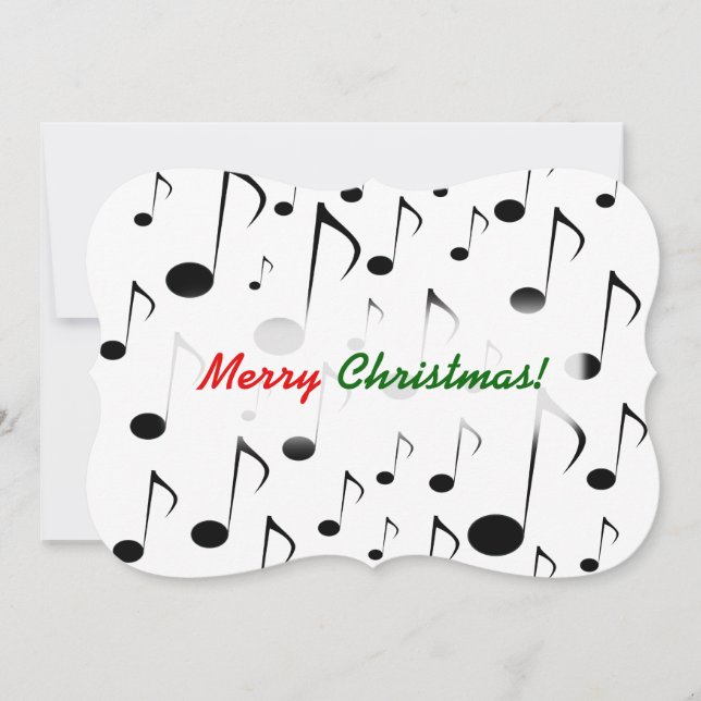 "Merry Christmas!" + Many Musical Notes Pattern Invitation (Front)