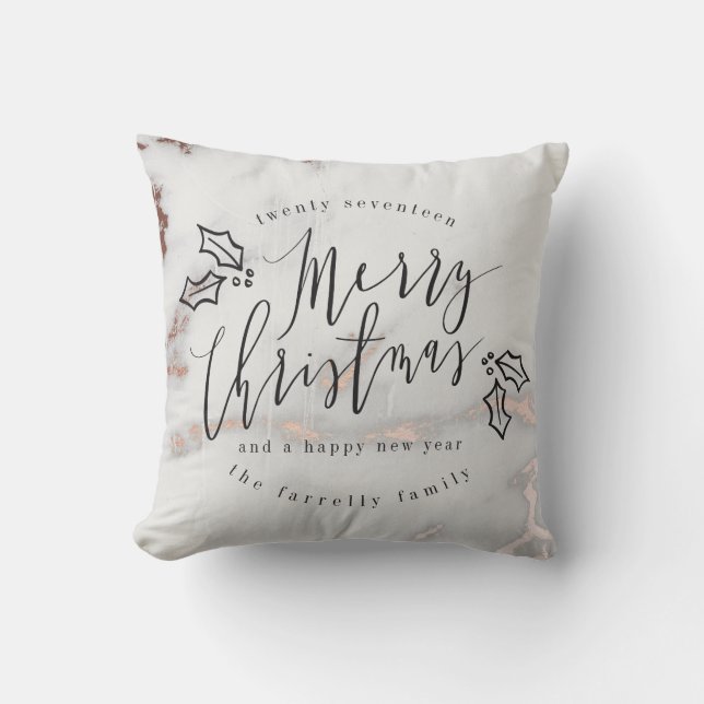 MERRY CHRISTMAS-MARBLE THROW PILLOW (Front)