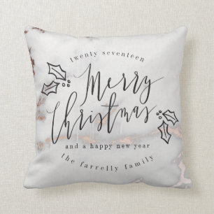 MERRY CHRISTMAS-MARBLE THROW PILLOW