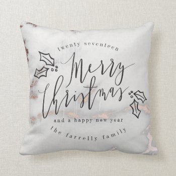 Merry Christmas-marble Throw Pillow by Stacy_Cooke_Art at Zazzle